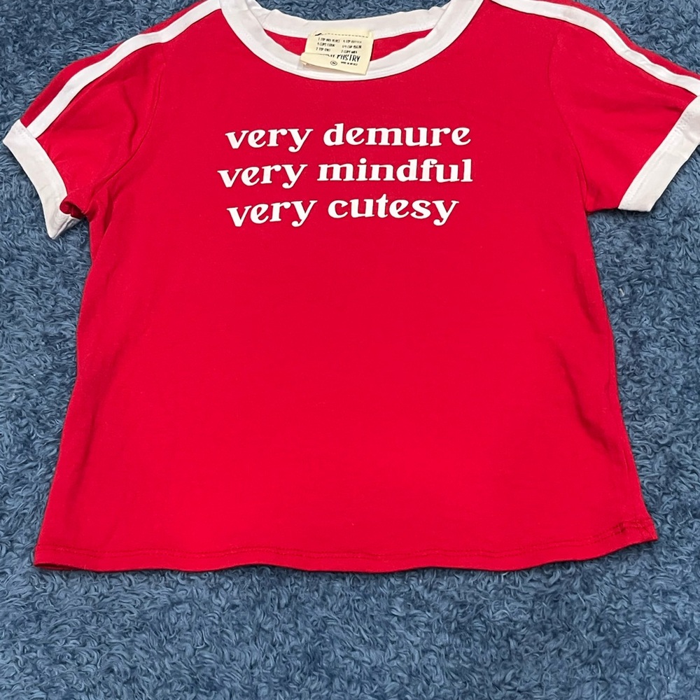 French Pastry Red Tee with White Accents